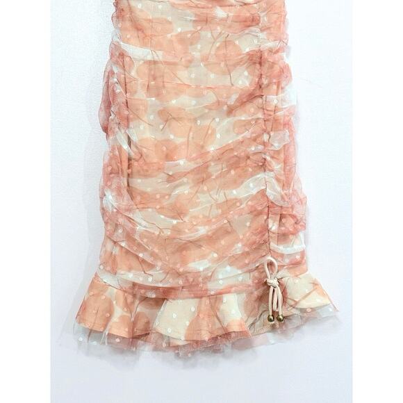 Here Comes The Sun by Selfie Leslie Harriet Mesh Overlay Ruched Mini Dress Sz.Sm - Picture 8 of 10